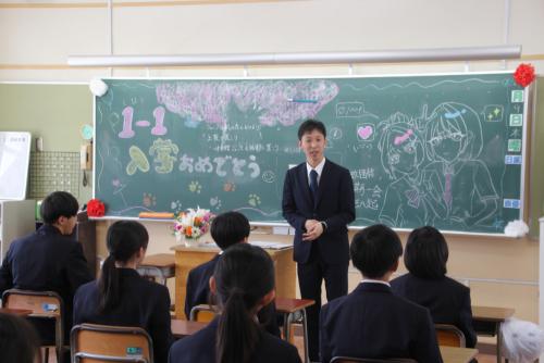 式後の教室の様子